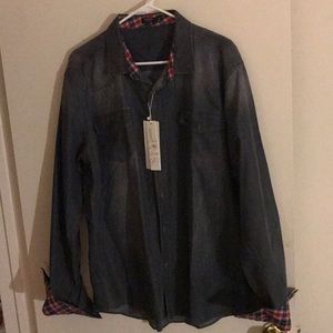 Denim casual button down shirt